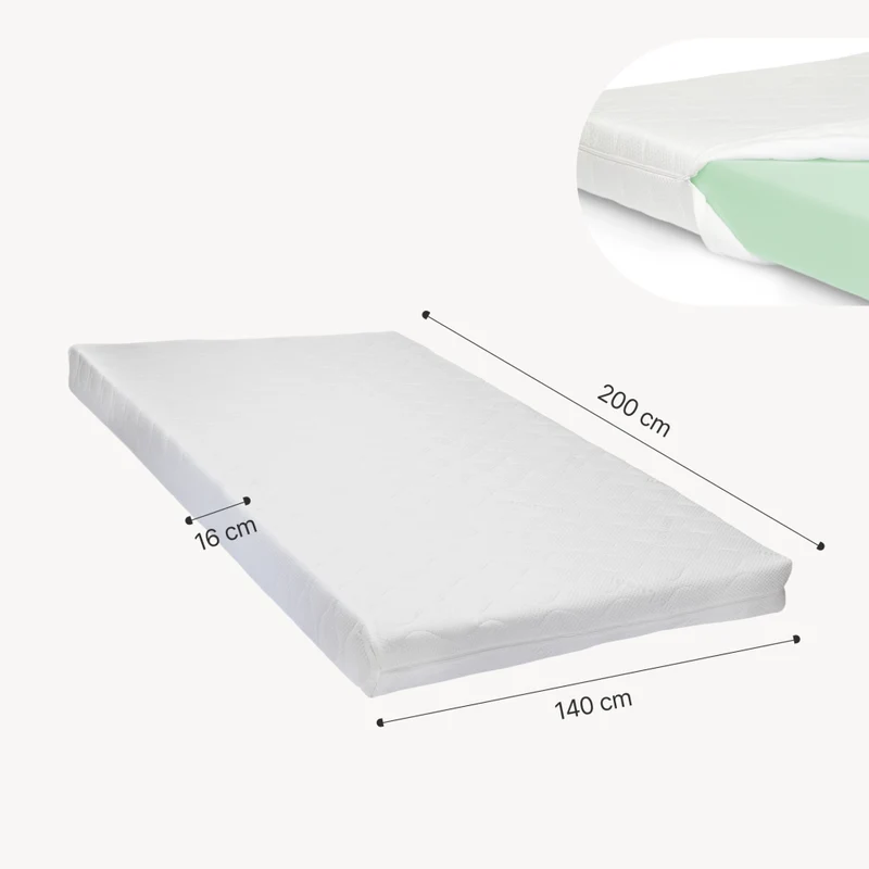 Letto Francese Contenitore Tröstiar a Luce LED con Materasso 140x200 cm - Effetto Lino Antracite [en.casa]