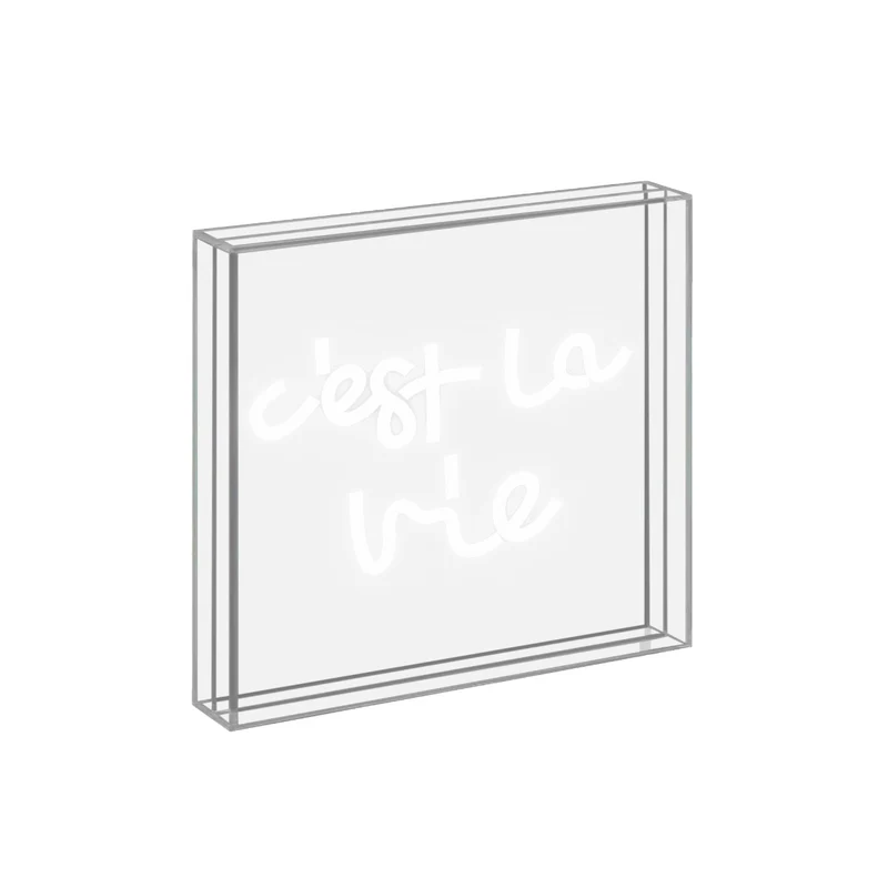 Insegna Neon con Cornice in Plexiglass C'est la vie 18x18cm Bianco Wd Lifestyle