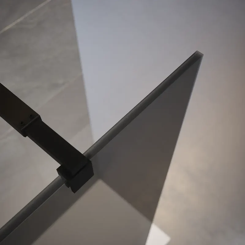Doccia walk-in 150cm vetro temperato anticalcare 10mm fumé profili neri | Naxos