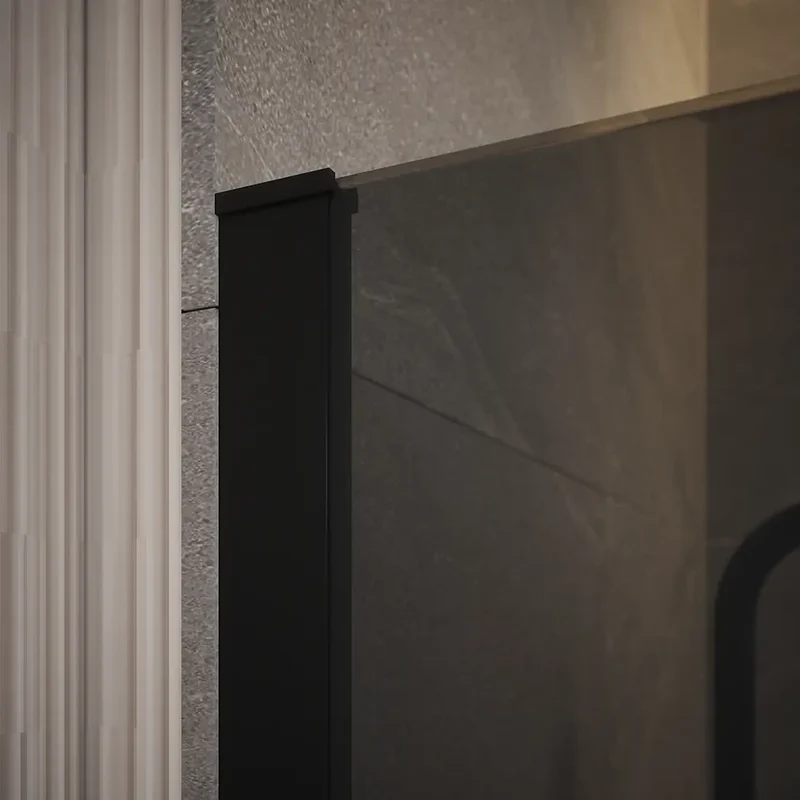 Doccia walk-in 150cm vetro temperato anticalcare 10mm fumé profili neri | Naxos