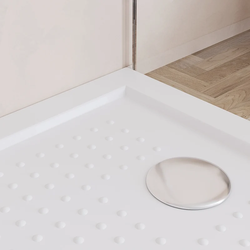Piatto doccia 80x120 in acrilico bianco lucido design antiscivolo | Tikos
