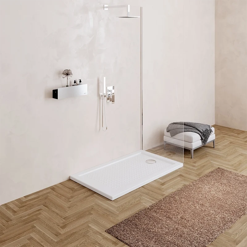 Piatto doccia 80x120 in acrilico bianco lucido design antiscivolo | Tikos