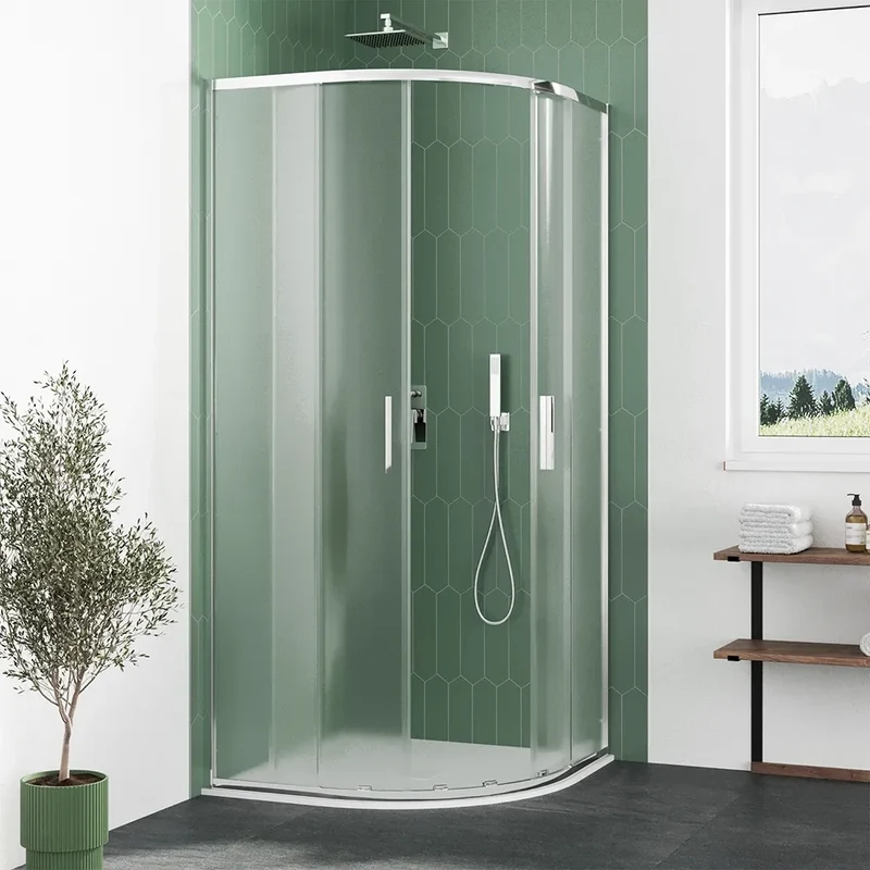 Box doccia semicircolare 70x90cm profili cromati slim vetro 6mm opaco h190 | Portofino