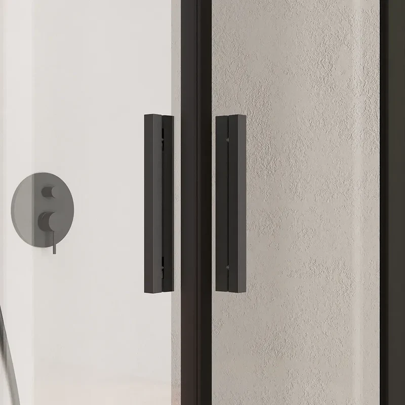 Box doccia angolare 70x100cm con profili nero opaco slim vetro 6mm trasparente h190 | Portofino