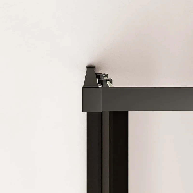 Box doccia angolare 70x100cm con profili nero opaco slim vetro 6mm trasparente h190 | Portofino