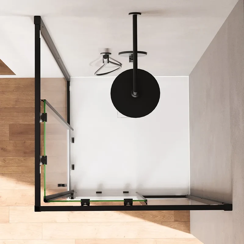 Box doccia angolare 75x75cm con profili nero opaco slim vetro 6mm trasparente h190 | Portofino