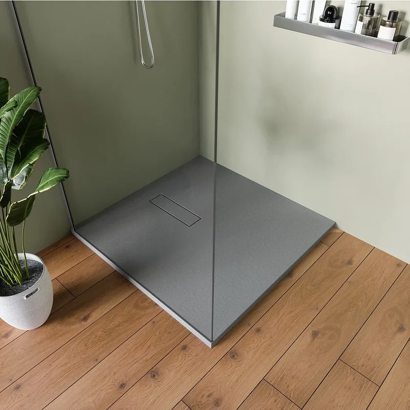 Piatto doccia 90x90 cm in marmoresina grigio effetto pietra | Merlera