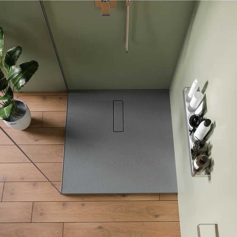Piatto doccia 90x90 cm in marmoresina grigio effetto pietra | Merlera