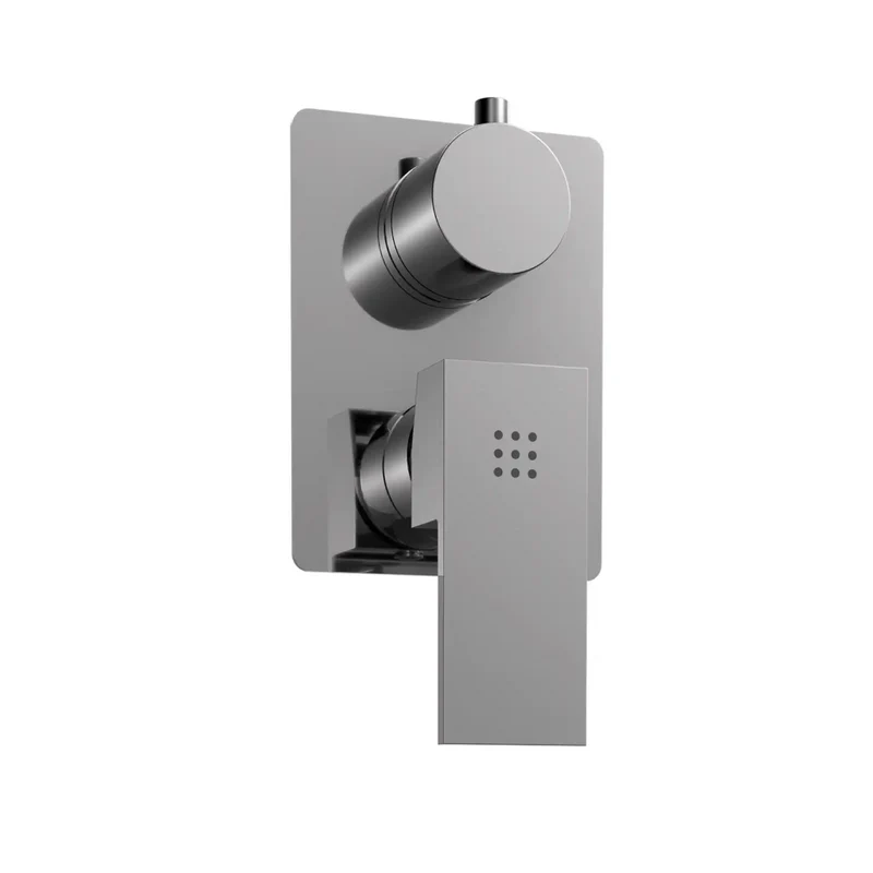 Set doccia squadrato cromato - Miscelatore incasso 2 vie, braccio 40cm, soffione slim 30x30cm e doccino