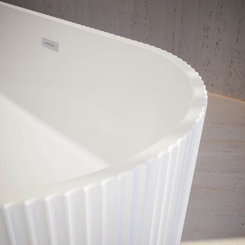 Vasca da bagno freestanding scanalata 170cm in acrilico bianco lucido | Iris