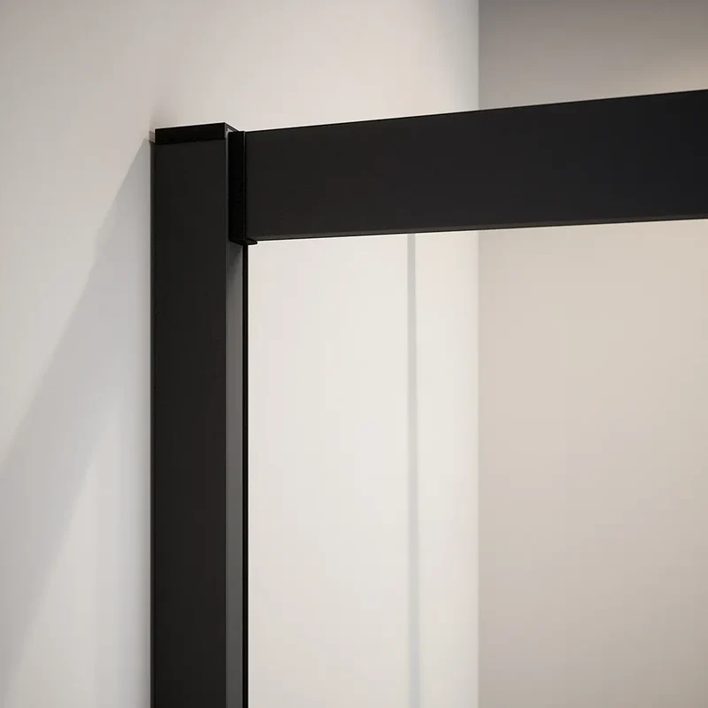 Box doccia 80x120 cm angolare scorrevole profili nero opaco vetro 6mm trasparente h185 | Tonga