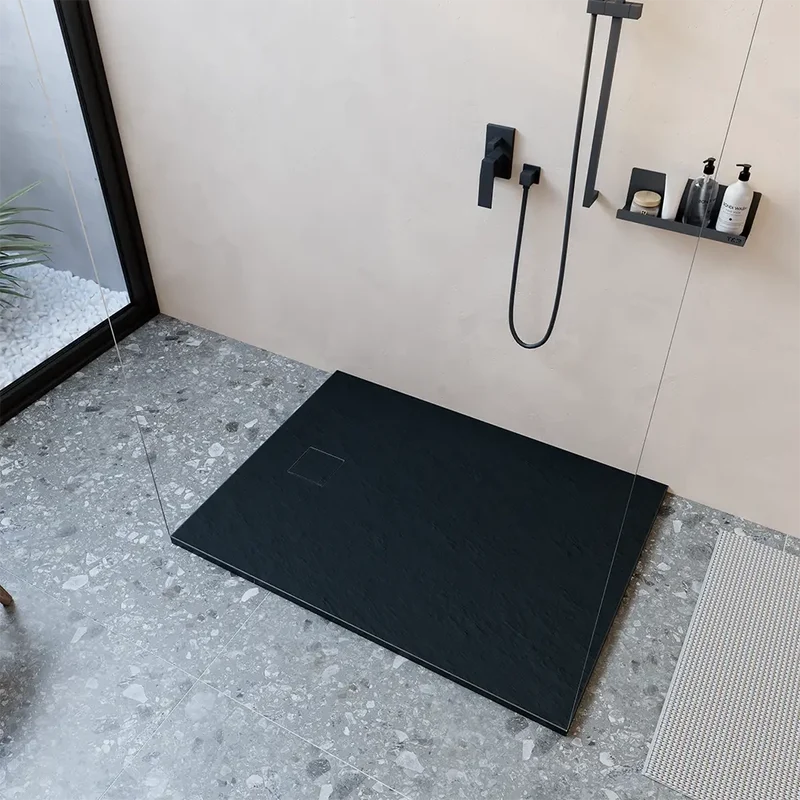 Piatto doccia 80x110 cm colore nero effetto pietra | Samos