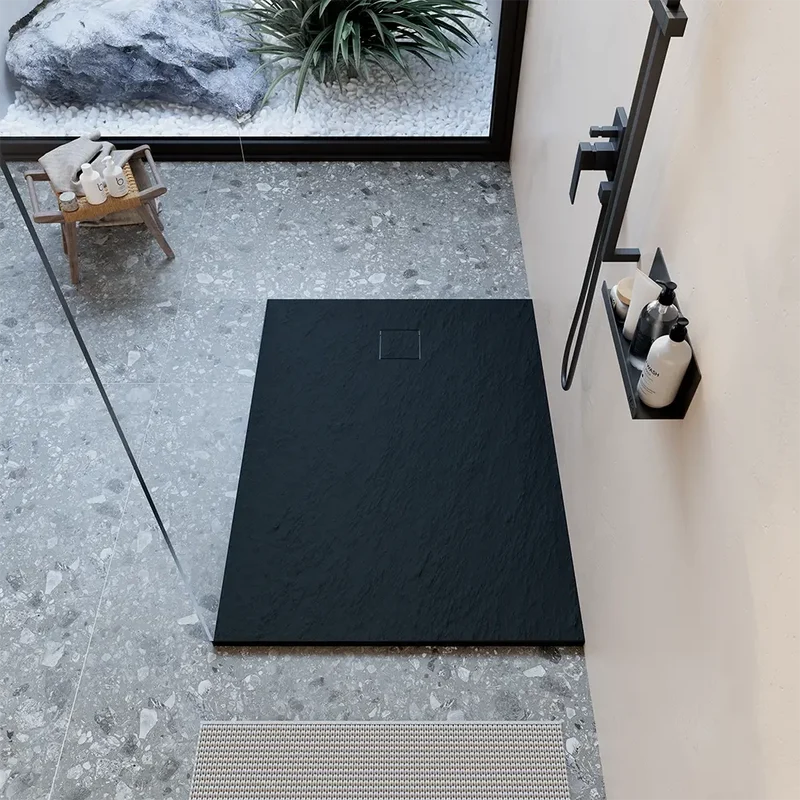 Piatto doccia 80x110 cm colore nero effetto pietra | Samos