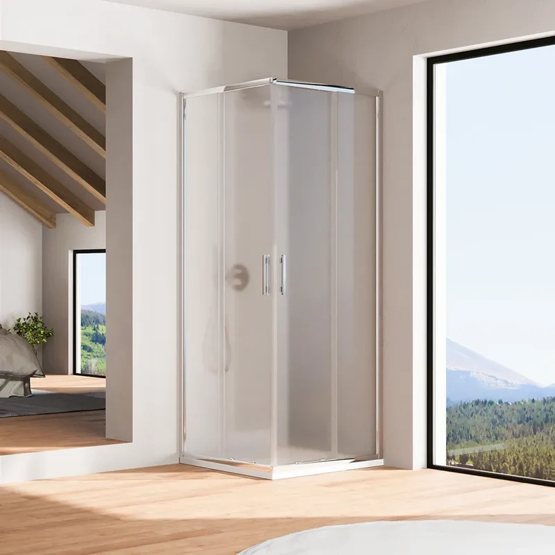 Box doccia angolare 80x120cm con profili cromati slim vetro 6mm opaco h190 | Portofino