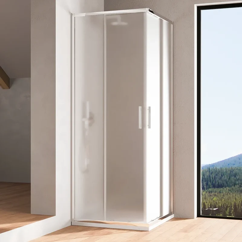Box doccia angolare 80x120cm con profili cromati slim vetro 6mm opaco h190 | Portofino