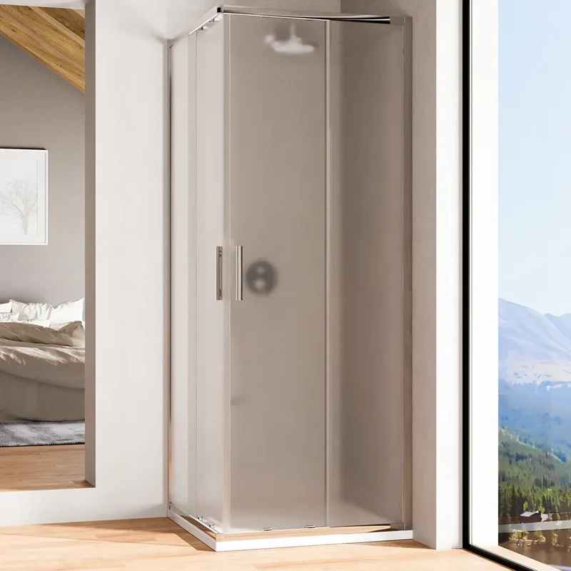 Box doccia angolare 80x120cm con profili cromati slim vetro 6mm opaco h190 | Portofino
