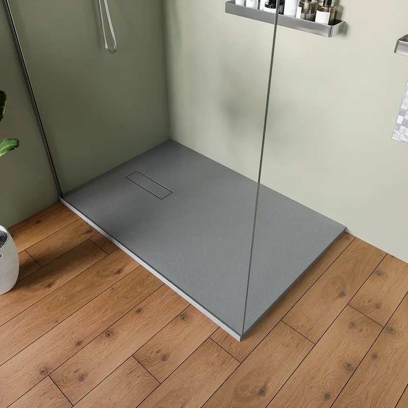 Piatto doccia 90x100 cm in marmoresina grigio effetto pietra | Merlera