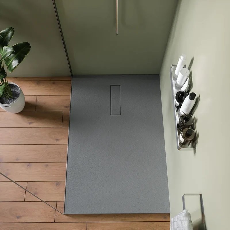 Piatto doccia 90x100 cm in marmoresina grigio effetto pietra | Merlera
