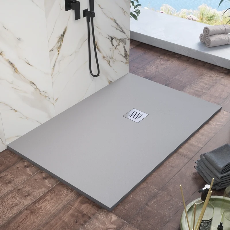 Piatto doccia 70x100cm in marmoresina grigio effetto pietra | Kos
