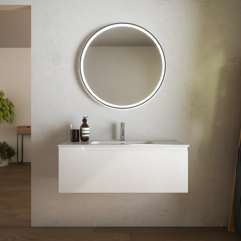 Mobile bagno sospeso 70 cm un cassetto bianco opaco con lavabo | Ardenne