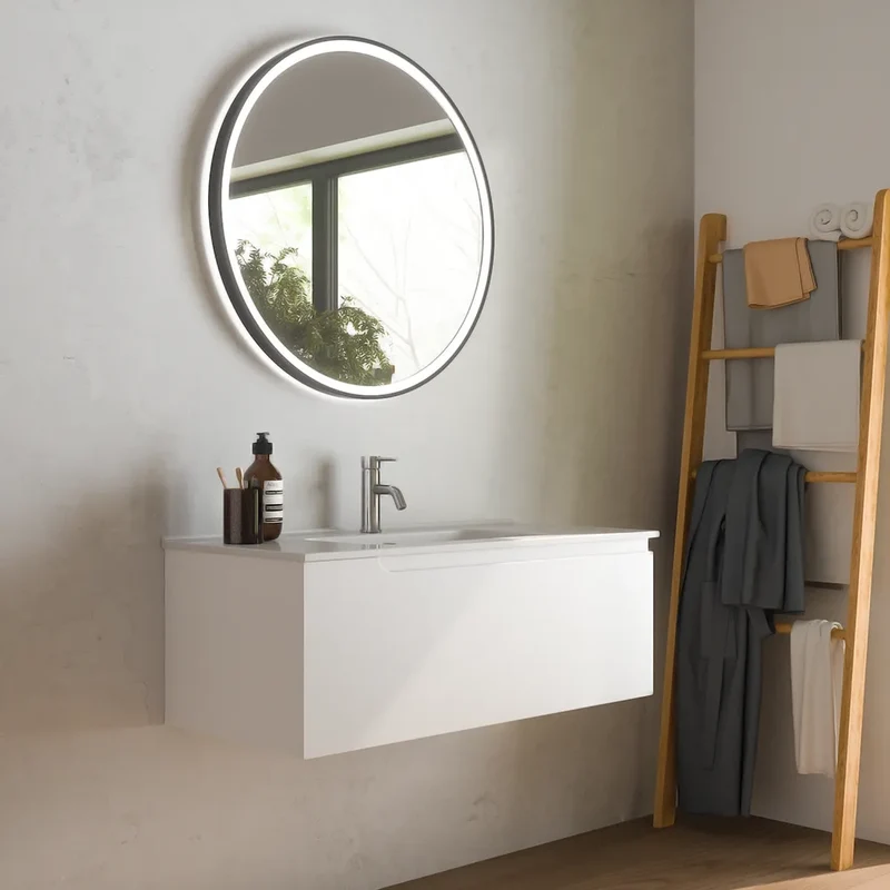Mobile bagno sospeso 70 cm un cassetto bianco opaco con lavabo | Ardenne
