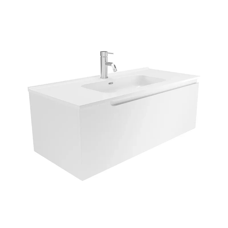 Mobile bagno sospeso 70 cm un cassetto bianco opaco con lavabo | Ardenne
