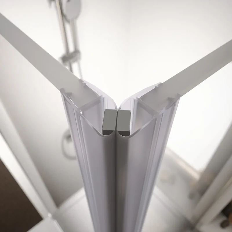 Box doccia angolare 90x90cm doppio battente profili cromati e vetro da 8mm trasparente h195 | Fiji