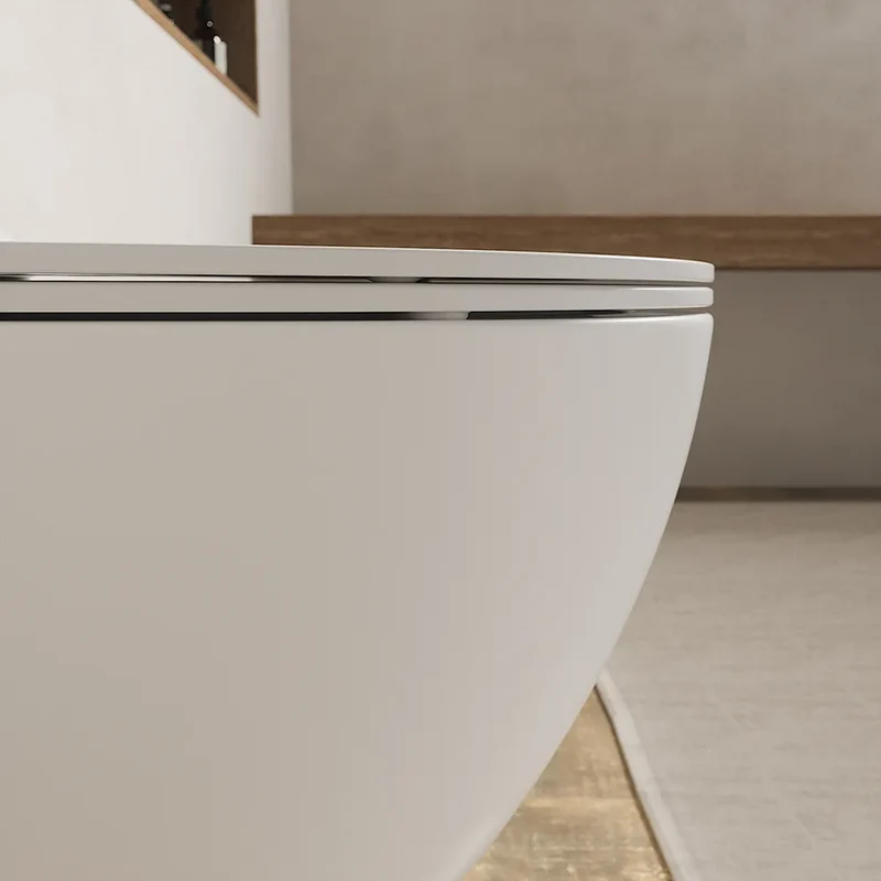 Vaso WC sospeso in ceramica bianco opaco rimless salvaspazio con sedile soft-close | Parigi