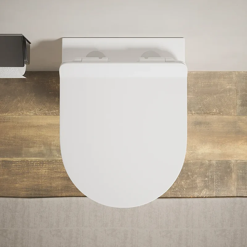 Vaso WC sospeso in ceramica bianco opaco rimless salvaspazio con sedile soft-close | Parigi