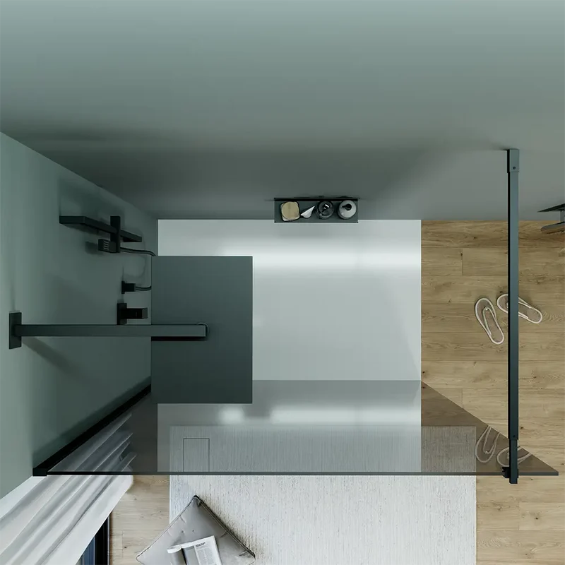 Doccia walk-in 100 cm vetro 8mm anticalcare fumé h200 profili neri | Keros