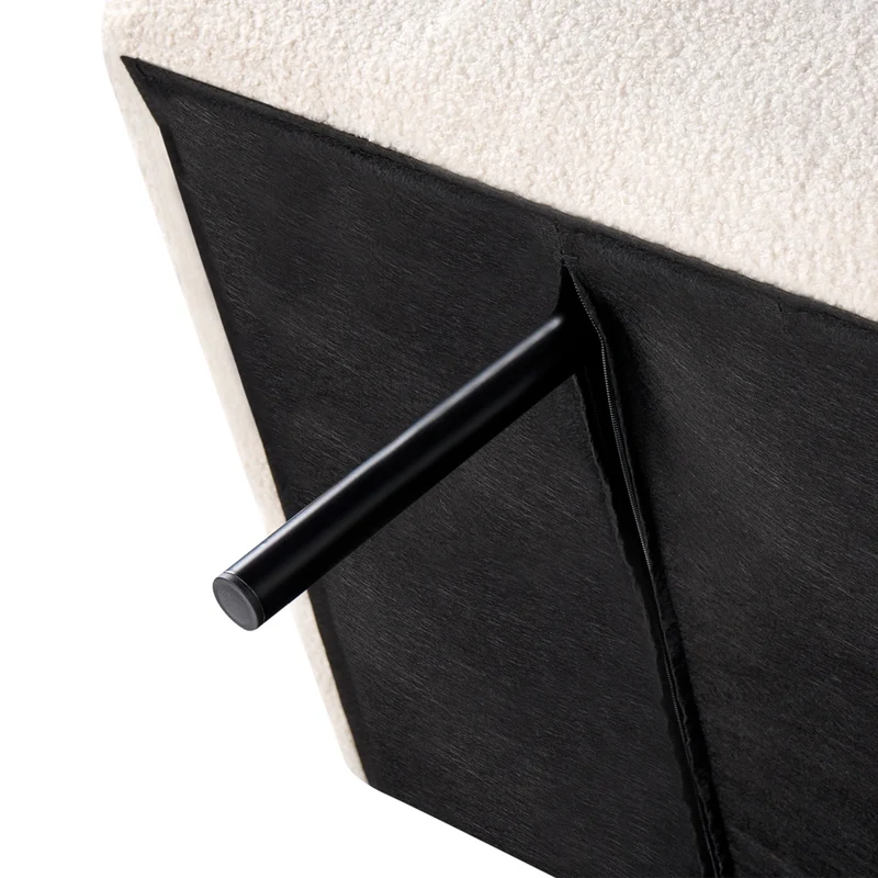 Divano letto bianco sporco Rivestimento bouclé Gambe in legno 2 posti Schienale trapuntato Seduta trapuntata Design moderno Senza braccioli