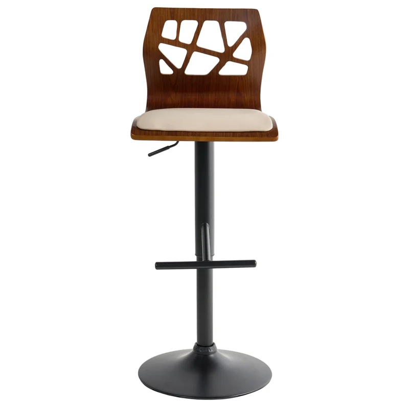 Set di 2 sgabelli da bar in ecopelle beige e nero Girevole Alzata a Gas Regolabile in Altezza Moderno
