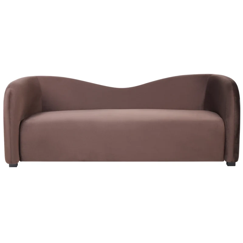 Set moderno ed elegante imbottito per salotto Divano e poltrone Schienale curvo Velluto Marrone scuro
