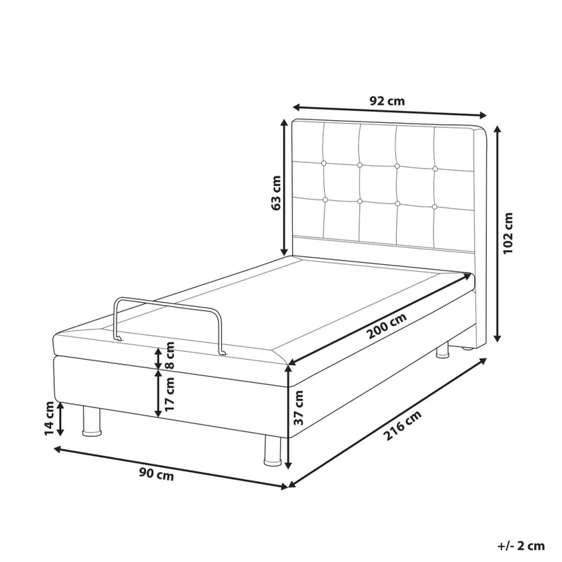 Letto matrimoniale Tessuto bouclè bianco sporco Elettrico Regolabile con Telecomando 90 x 200 cm telecomandato