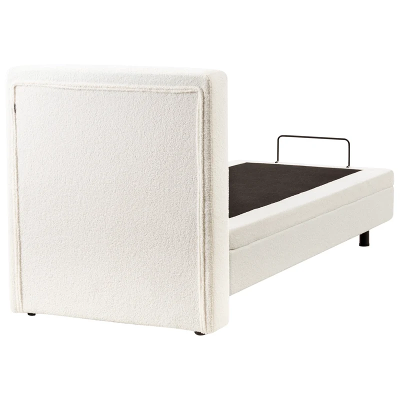 Letto matrimoniale Tessuto bouclè bianco sporco Elettrico Regolabile con Telecomando 90 x 200 cm telecomandato