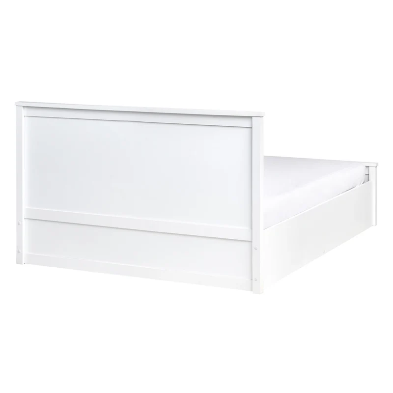 Letto matrimoniale in legno di pino 140 x 200 cm con telaio sollevabile e contenitore bianco Mobili per la camera da letto