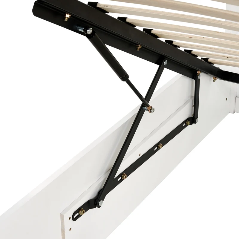 Letto matrimoniale in legno di pino 140 x 200 cm con telaio sollevabile e contenitore bianco Mobili per la camera da letto