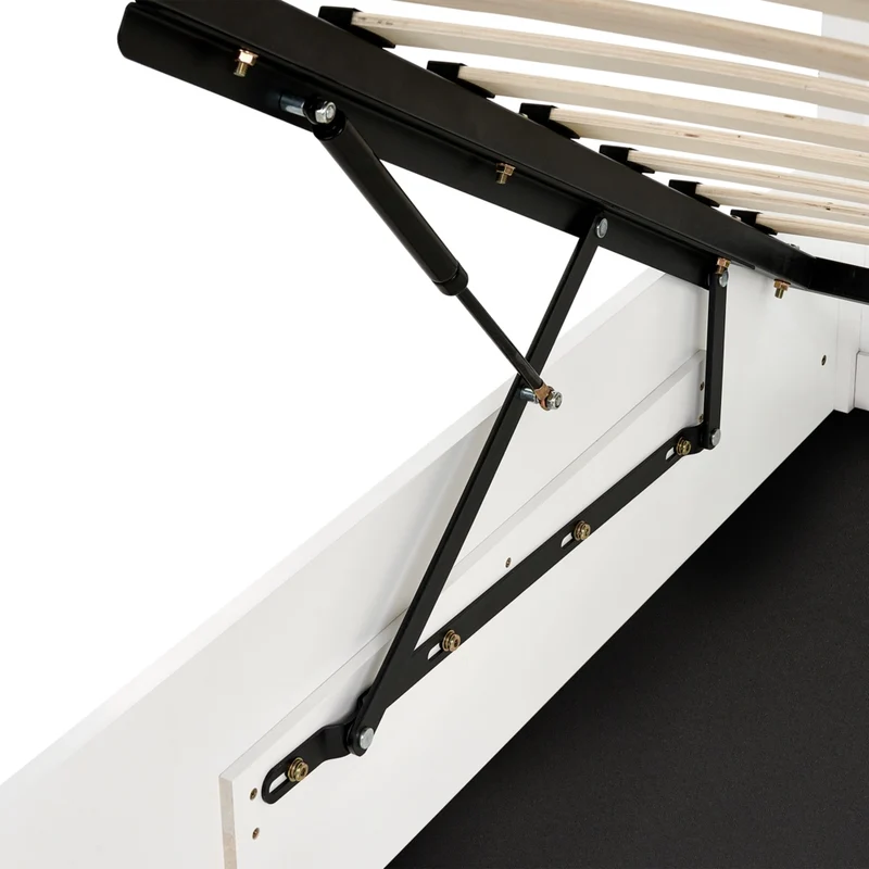 Letto matrimoniale in legno di pino 140 x 200 cm con telaio sollevabile e contenitore bianco Mobili per la camera da letto