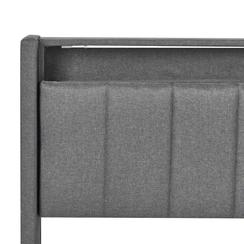 Letto matrimoniale LED Grigio Scuro Tessuto EU Super King Size 160 x 200 cm Testiera imbottita con porta USB Desing moderno