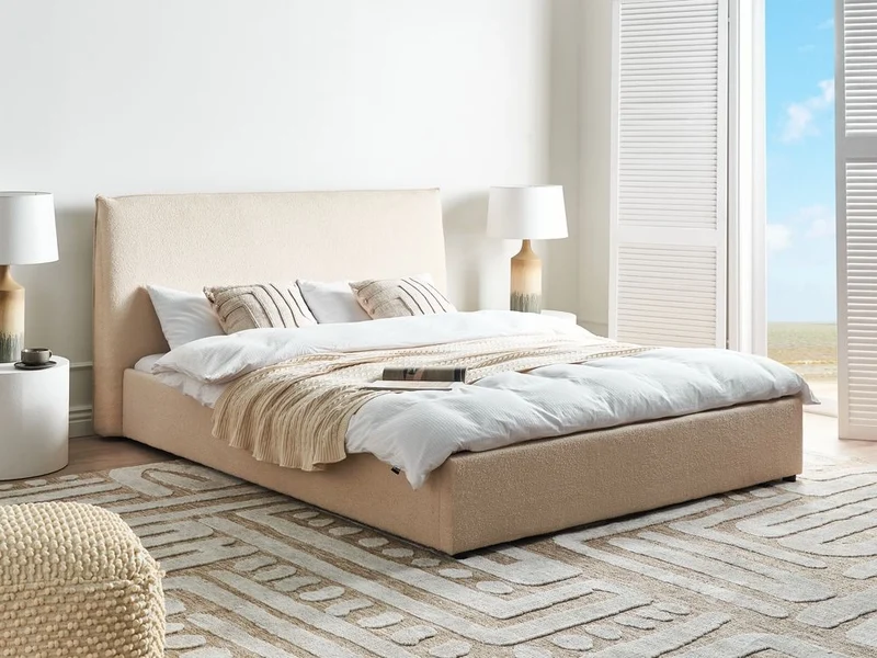 Letto matrimoniale ad acqua in velluto bianco sporco 160 x 200 cm stile classico minimalista