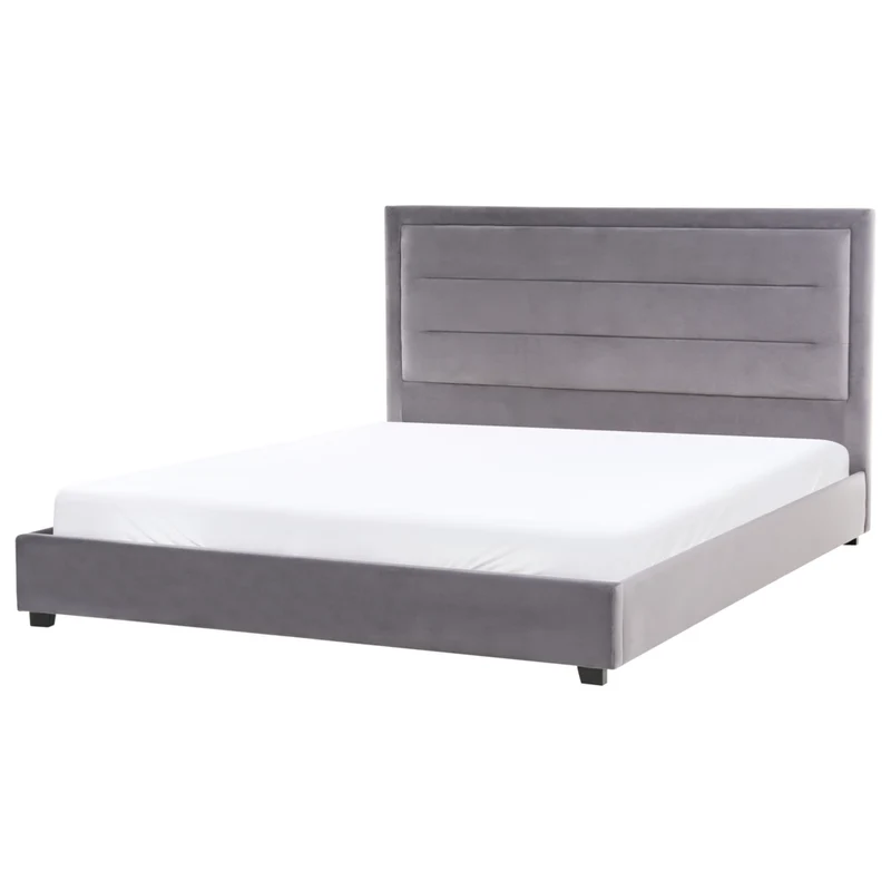 Letto matrimoniale ad acqua in velluto grigio scuro 180 x 200 cm testata imbottita stile moderno