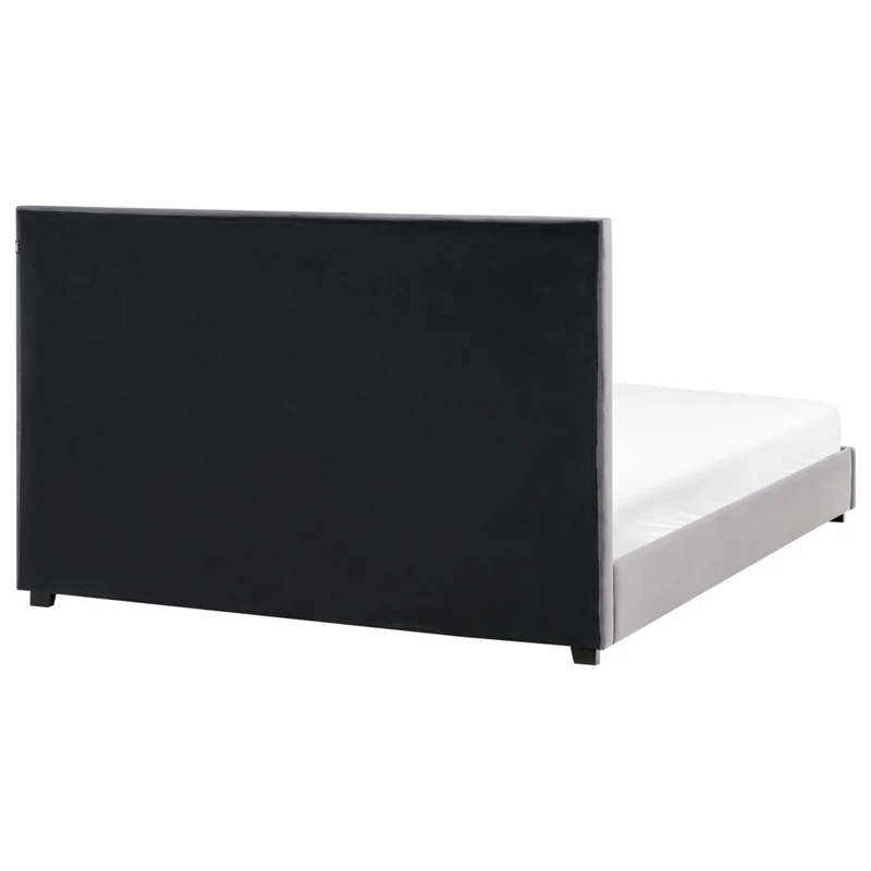 Letto matrimoniale ad acqua in velluto grigio scuro 180 x 200 cm testata imbottita stile moderno