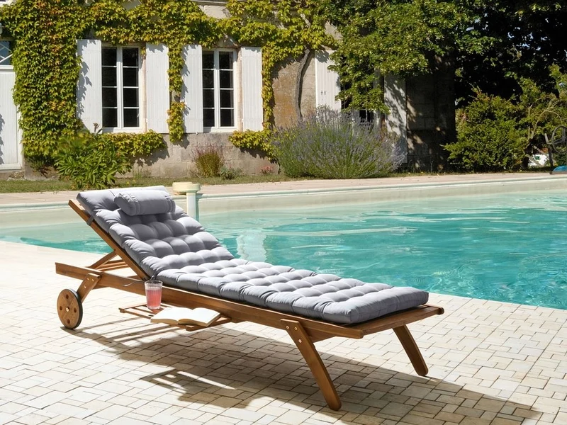 Cuscino per lettino prendisole con poggiatesta per lettino solare Resistente ai raggi UV grigio chiaro esterno bordo piscina