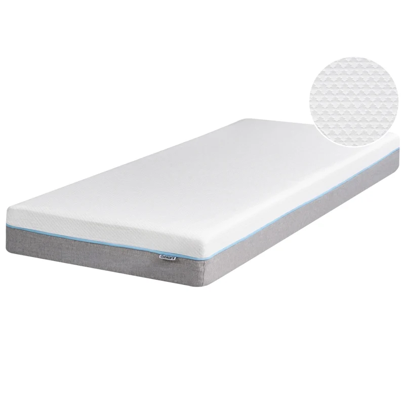 Materasso in memory foam bianco con tessuto grigio 90 x 200 cm media rigida