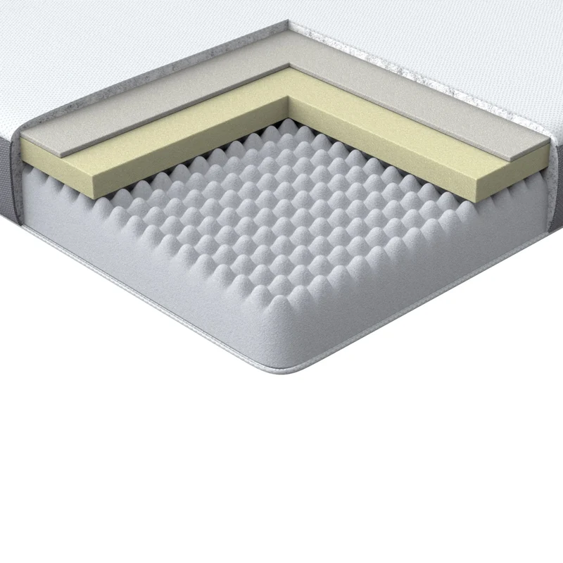 Materasso in memory foam bianco con tessuto grigio 90 x 200 cm media rigida