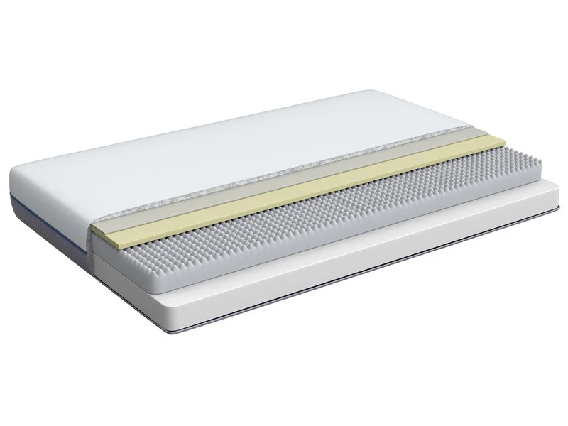 Materasso in memory foam bianco con tessuto grigio 90 x 200 cm media rigida