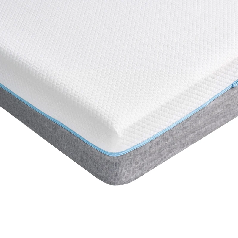 Materasso in memory foam bianco con tessuto grigio 90 x 200 cm media rigida