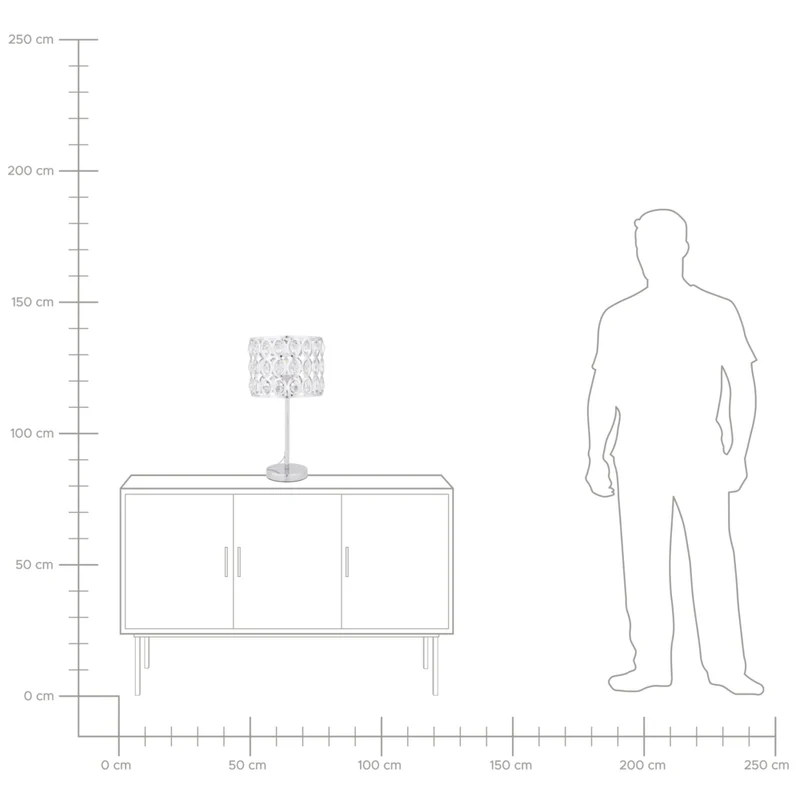 Lampada da tavolo traforata metallo color argento e cristallo 53 cm