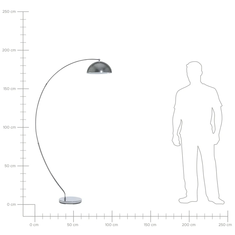Lampada da Terra Metallo argentato 188 cm Arco base cromata Moderna