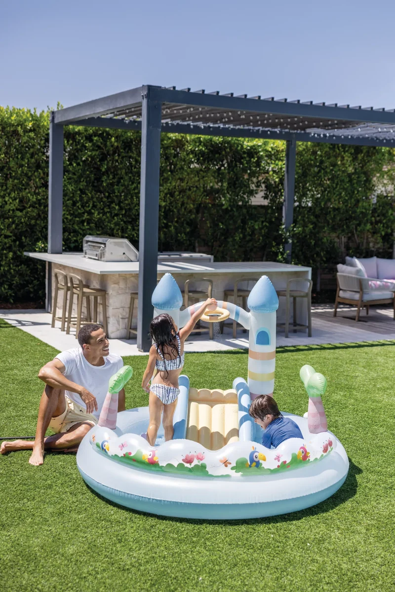 Piscina gonfiabile Play Center Castello Unicorno 198x178x127 cm arcobaleno INTEX